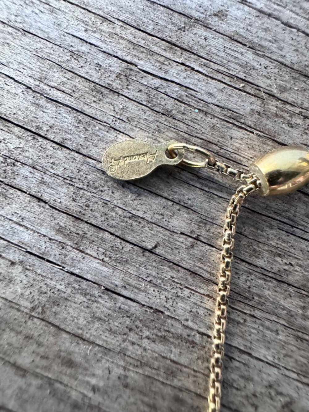 Alex and Ani Gold Tone Slider Necklace Filigree Monogram Charm Adjustable - Picture 6 of 9
